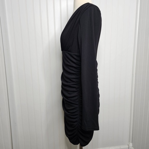 NWOT Zara Bodycon Mini Black Ruched Dress sz M - Picture 4 of 4